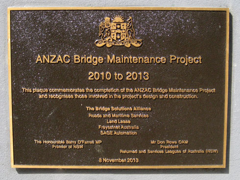 Plaque commemorating the maintenance project 2010 to 2013